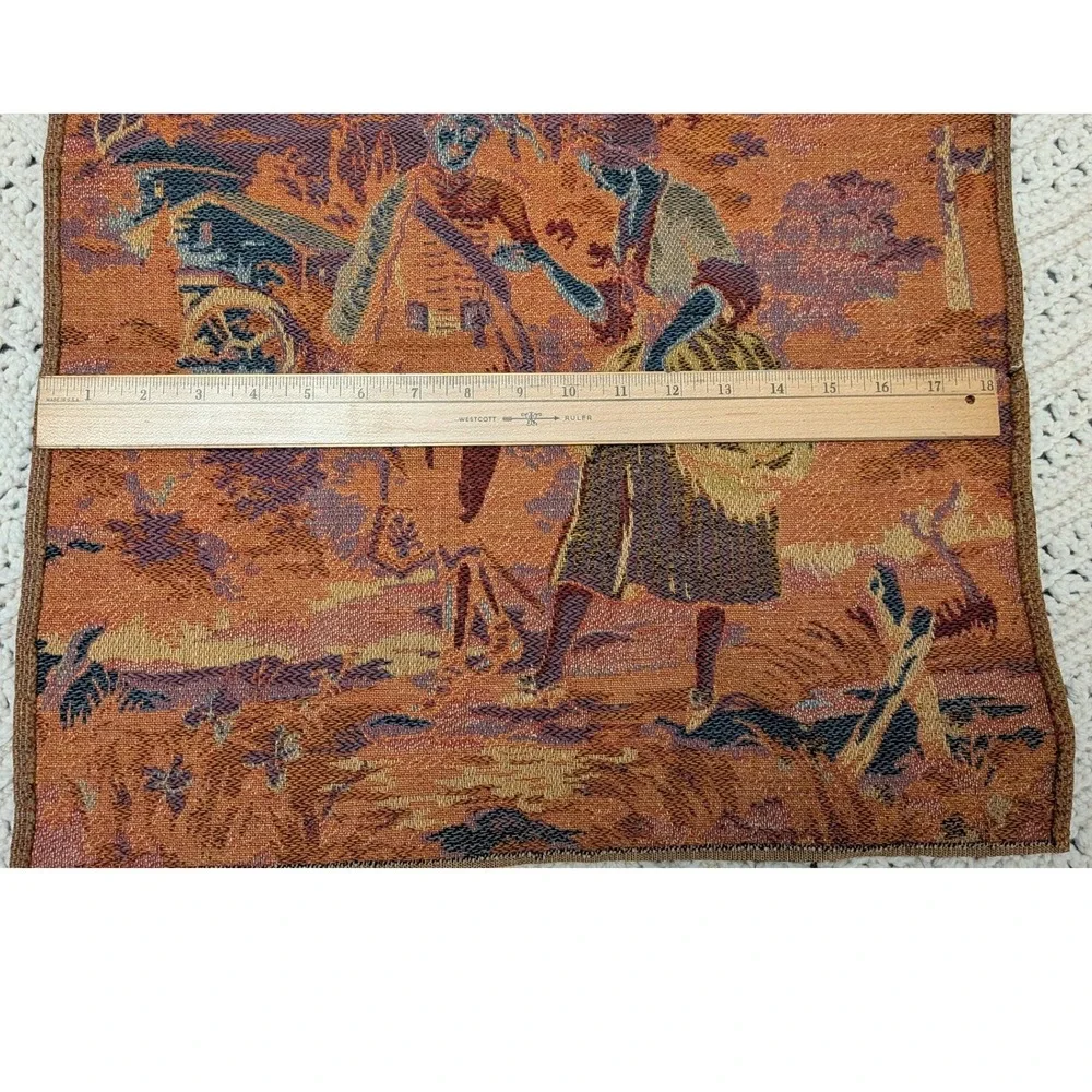 Vintage Woven Wall Tapestry 18x18 Romantic Couple 18th Century Scene Textile Art
